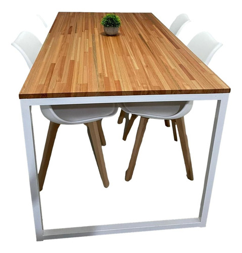 Juego De Comedor Hierro Y Madera Finger + Sillas Eames Wazu