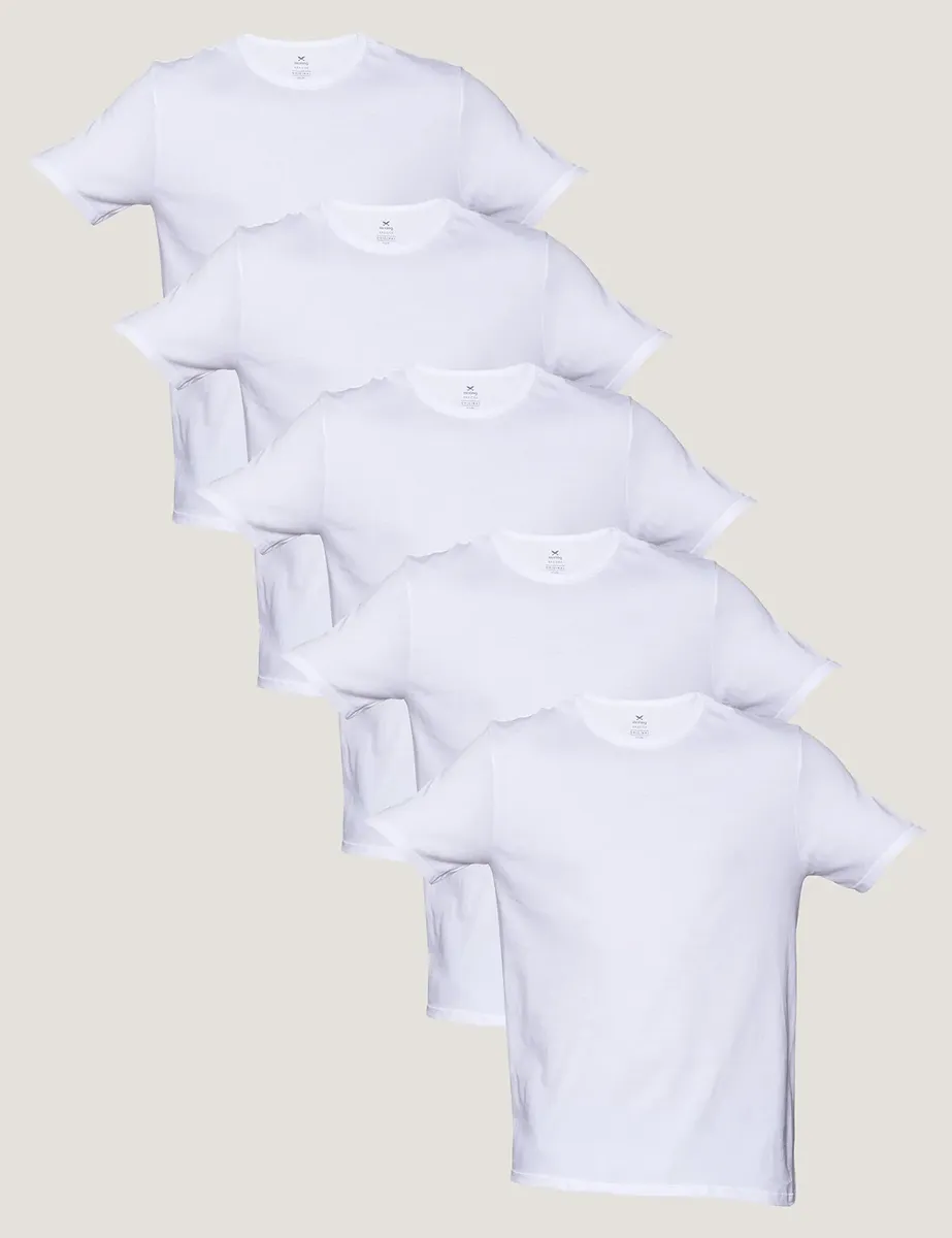 Kit 5 Camisetas Básicas Masculinas Algodão Branca Hering  Branco G Liso