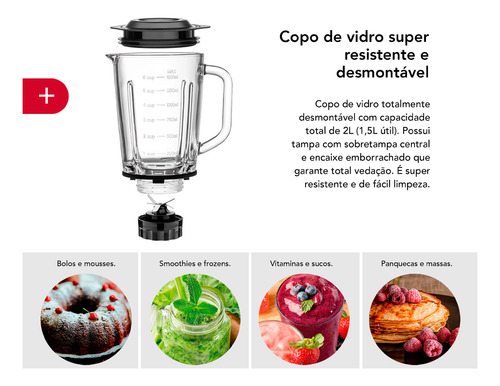 Liquidificador Copo Vidro Cobre 1,5l 1000w Gradiente