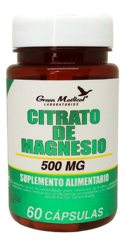 Citrato De Magnesio 60 Capsulas 500mg. Gm. Agronewen Sabor S/s