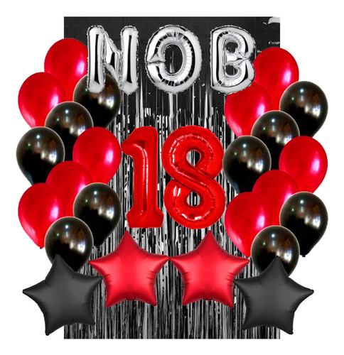 Combo Kit Globos Newells Numeros Cortina Perlados Fiesta