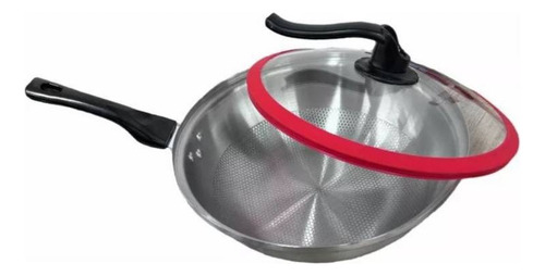 Sarten Antiadherente 30 Cm Wok Tapa De Vidrio Olla Multiusos