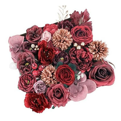 Cocoboo 25pcs Flores De Borgoña Flores Artificiales Combo R | Envío gratis Cocoboo 25pcs Flores De Borgoña Flores Artificiales Combo R | Envío gratis