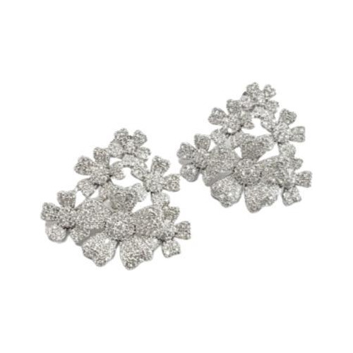 Brinco Prata Mini-flores Juntas Com Zircônia Cravejada