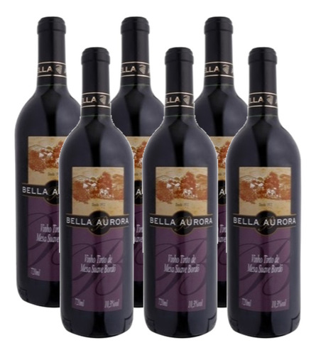 Kit 6 Vinhos Tinto Suave Bordô 720ml - Bella Aurora