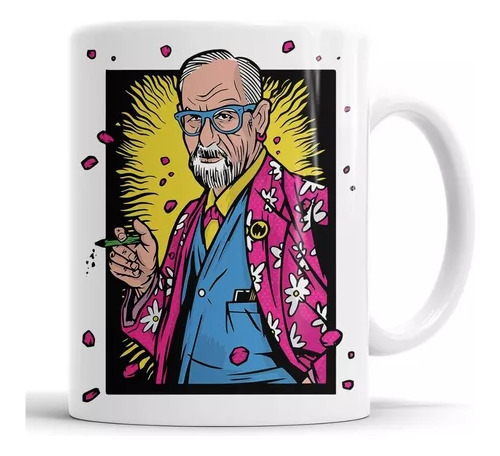 Taza Sigmund Freud Dibujo Psicodelico - Cerámica Importada