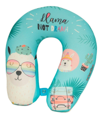 Imagen 2 de 5 de Almohada Cuello Viaje Relax Regalo Vacaciones Llama Cactus