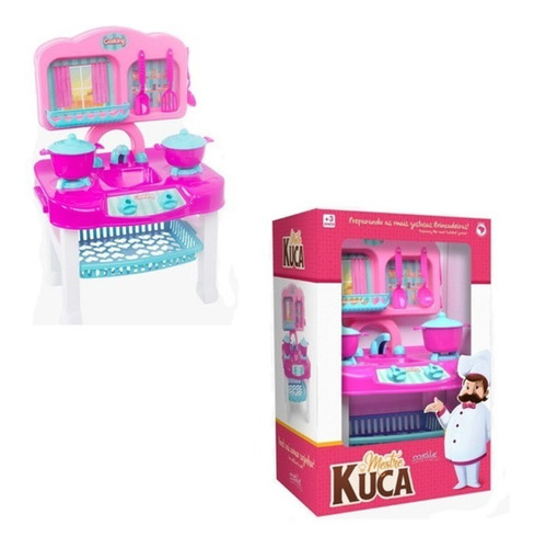 Estufa de cocina infantil Master Kuca con accesorios, color Mielle Pink