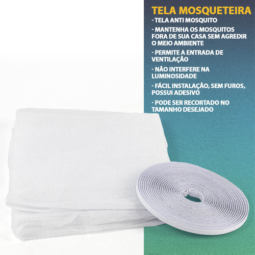 4 Tela Mosquiteira Para Janela Com Velcro Ajustável 150x180