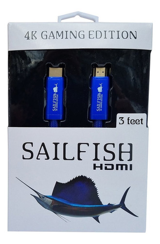 Sailfish Hdmi Cable 2.0-4k Gaming Edition Diseñado Para Xbox One X, Xbox One Y Ps4 Pro (3 Pies, Azul)