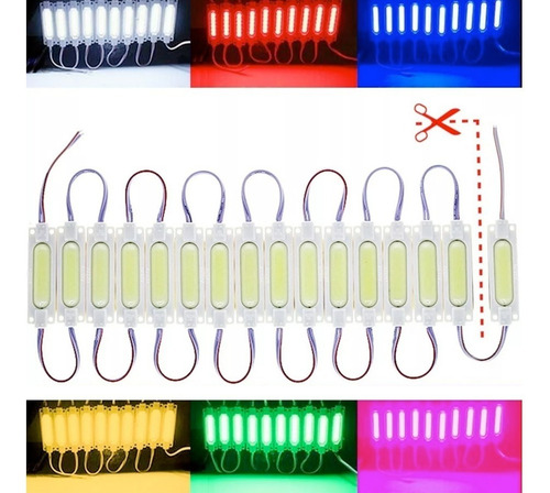 Kit X10 Modulo Led Cob Dome 12v Posición + Potencia Colores Luz Azul