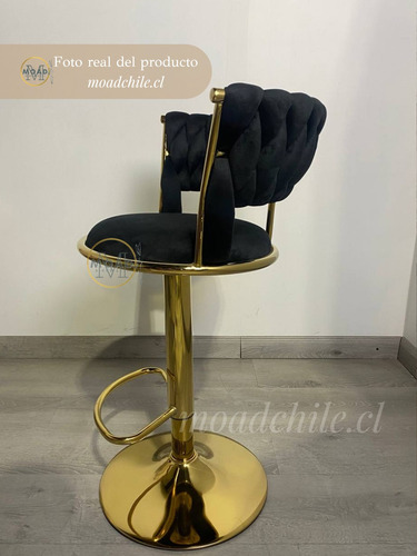 Taburete Felpa Queen Base Tulip Dorada Y Altura Ajustable