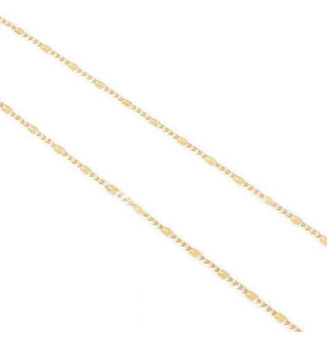 Cadena Martillada Bitono 2mm Oro Italiano Solido 10k 45cm Color Dorado