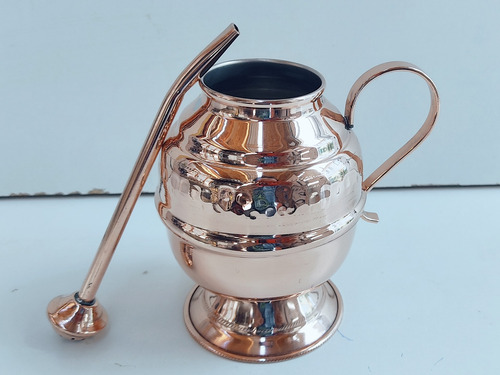 Imagen 5 de 6 de Mate De Cobre 99.99%+ Bombilla De Cobre Artesanía Chilena