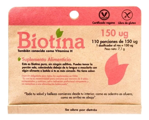 Biotina Dulzura (110 Porciones De 150 Ug) 