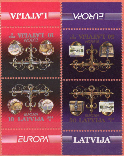 Letônia - Europa - 1994 - S/completa - 2 Pares Tete-beche