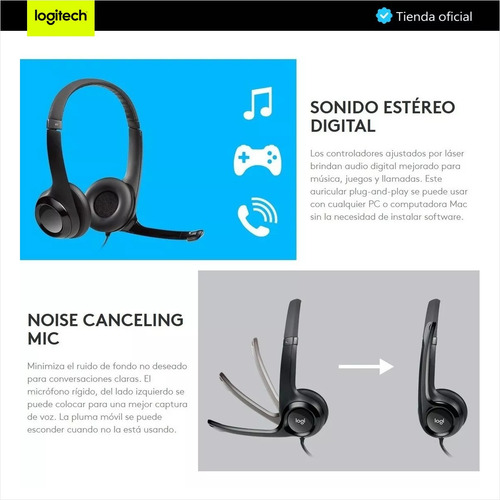 Logitech H390, Diadema Usb Estéreo Con Micrófono Y Controles