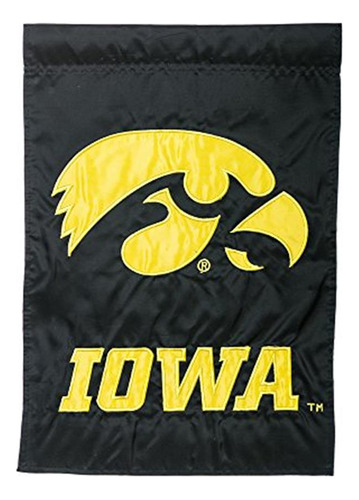 Ncaa Iowa Hawkeyes Negro 17.5  X 12.5  Applique Bandera De