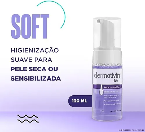Espuma Limpeza Facial Pele Seca Dermotivin Soft 130ml