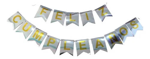 comprar Letrero Banderin De Feliz Cumpleaños Decoracion Para Fiesta Color Plateado