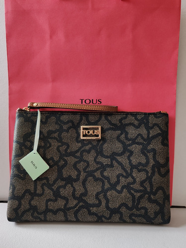 Bolsa Clutch Extra Grande T.o.u.s Original Kaos Marrón Oscuro Lisa Oro Marrón Oscuro (Usado)