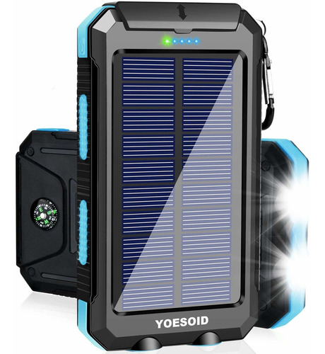 Yoesoid Cargador Solar Portatil Mah Resistente Agua Bateria