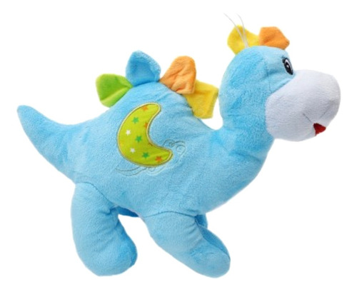 Peluche Sonajero Dinosaurio Celeste Bebe Suave