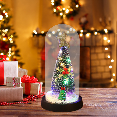 Cubierta De Cristal Con Forma De Mini Árbol De Navidad, Led,