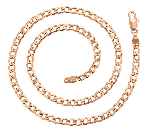 Cadena Oro 18k Rosa Lam Barbada Calidad Premium 49cm X 5mm