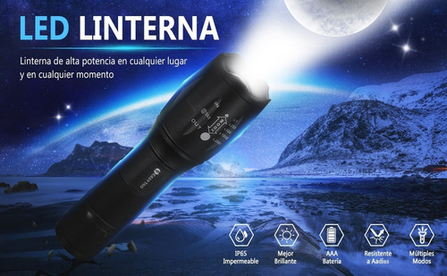 Linterna Led Recargable, Lámpara Militar Tactica 1600 Lm Imp