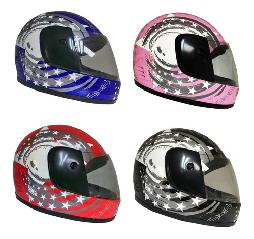 Casco Cerrado Para Niño Y Niña Moto Motocicleta 4 Colores Color Negro Tamaño del casco XS (52-54CM)
