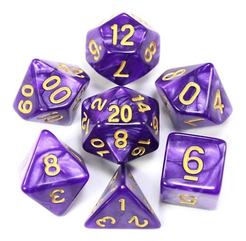 Kit 7 Dados Rpg | Perolado + Caixinha Protetora