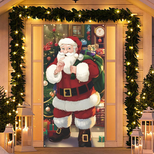 Tampa De Porta De Natal Da Balsa, Decorações De Papai Noel