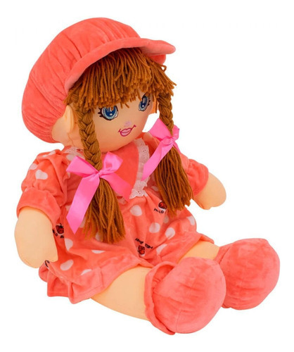 Boneca Rosa Círculos Com Chapéu 60cm