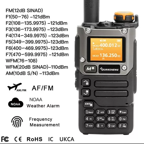 Radio Quansheng Uv-k6 Am/vhf/uhf/fm Banda Aerea Walkie Talk