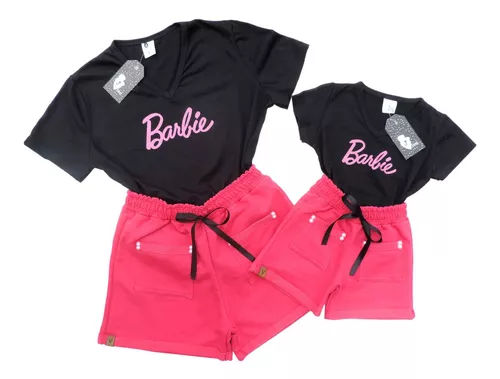 Kit 2 peças - Camisetas Tal Mãe Tal Filha(o) - Barbie Mom e Barbie Girl
