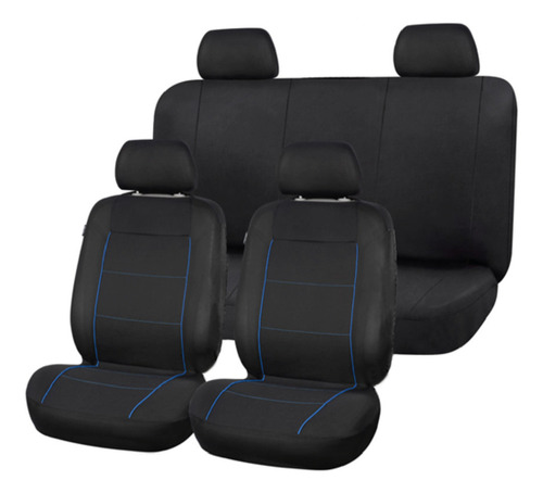 Juego Fundas Para Asiento Deportiva Negras Costuras Azul Ds