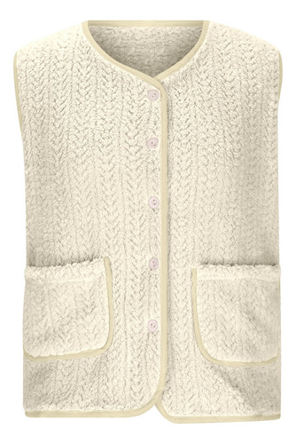 Chaleco Casual De Forro Polar De Franela De Color Liso Para