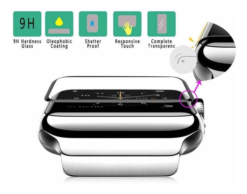 Vidrio Templado 4d Para Apple Watch Series 3 42mm