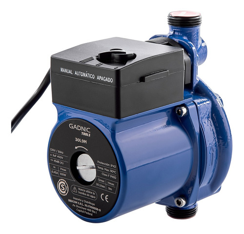 Imagen 3 de 6 de Bomba Presurizadora Gadnic 30l9m Elevadora 9mts 30lt/min 100w Automática O Manual