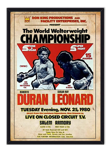 Cuadro - Afiche Boxeo - Ray Leonard Vs Roberto Duran