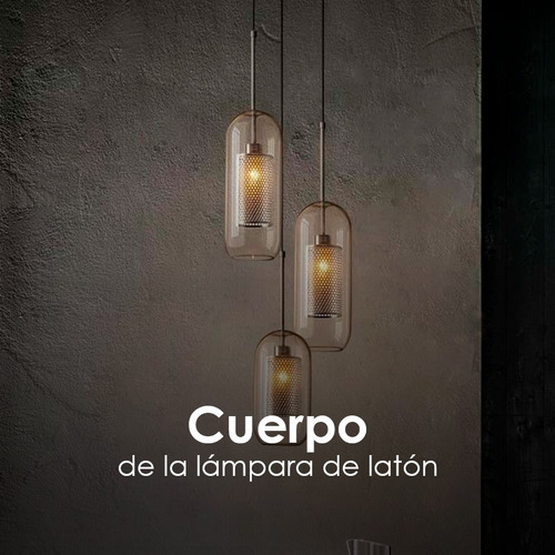 Lampara Colgante Ilios Innova 30 Cm Capsula De Cristal Con Jaula De Malla Color Dorado