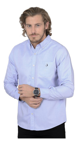 Camisa Casual Cuello Americano Manga Larga Lisa 75109001