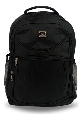 Mochila Espaçosa Conforto Resistente Escolar Trabalho Cor Preto Desenho Do Tecido Modelo