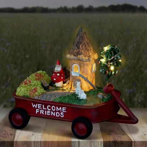 Estatua Solar Con Luz De Navidad, Escultura De Papá Noel Y C