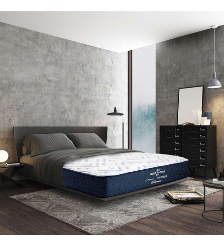 Colchón De Resortes King Size Dormimundo Cosmic 27 Cm Firme Color Azul acero