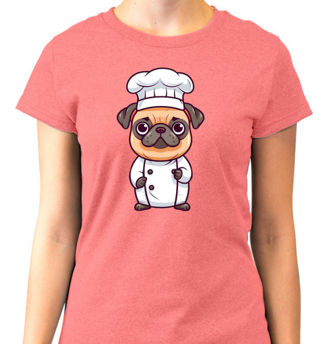 Playera Para Mujer Chef Lady Perro Pug Lover