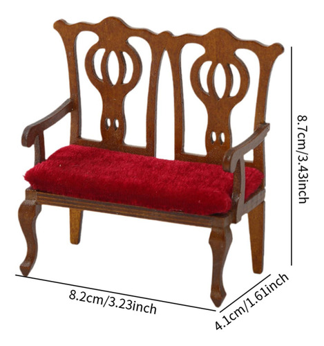 1:12 Silla De Muñeca A Escala Decoración Silla Doble