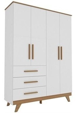 Armario Retro 04 Portas Lisas 100% Mdf Peroba Moveis