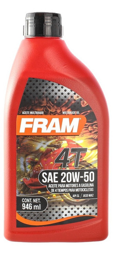 Aceite Fram Multigrado Moto 4t Sae 20w50 946ml 